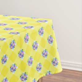 Nappe Fleurs En vichy jaunes et bleu pourpre Pays