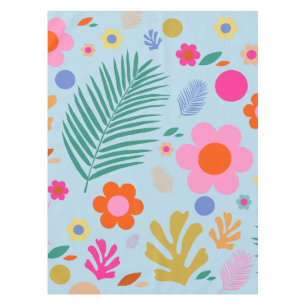 Nappe Fleurs Et Feuilles 03 Bleu Et Rose
