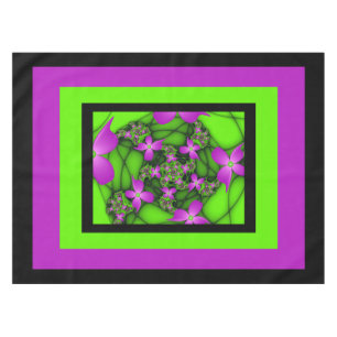 Nappe Fleurs fractales Abstraites de néon rose vert
