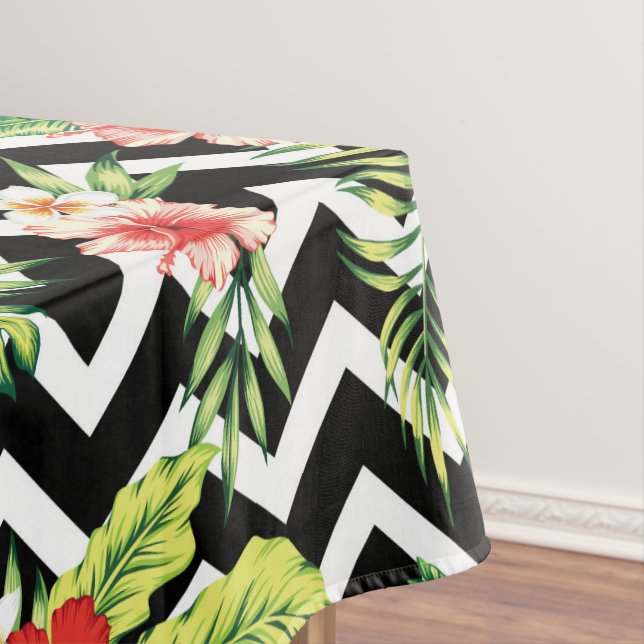 Nappe Fleurs hawaïennes tropicales Chevron Arrière - pla (In Situ)