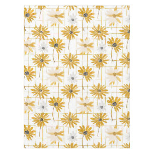 Nappe Fleurs jaunes et blanches - Plaid doré déprimé
