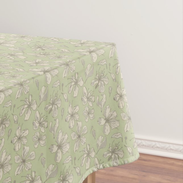 Nappe Fleurs jetées sur vert olive - motif sans soudure. (In Situ)