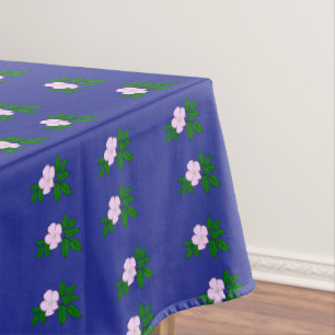 Nappe Fleurs roses sur bleu marine