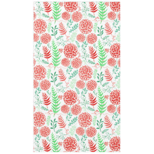 Nappe Fleurs rouges arrondies vert feuille motif