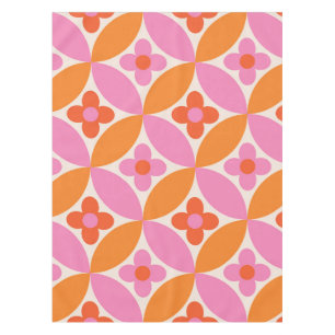 Nappe Fleurs sur les cercles rose orange du milieu du si