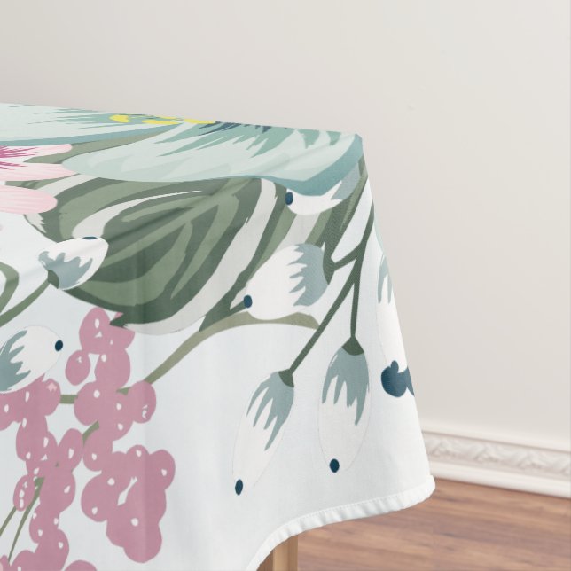 Nappe Fleurs tropicales sur Ombre Bleu (In Situ)