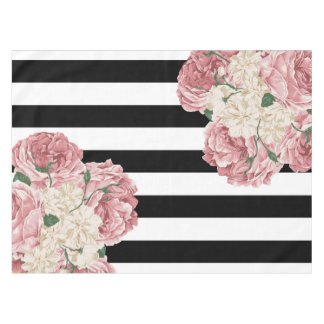 Nappe Floral rose, noir, blanc