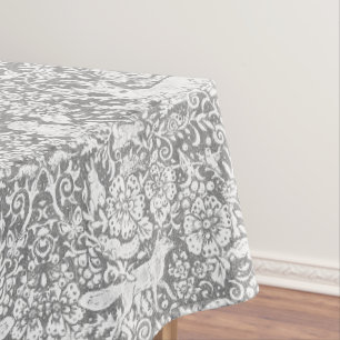 Nappe Floral Woodland Grey White Forest Motif animal