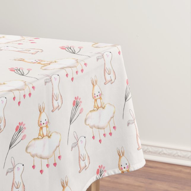 Nappe florale simple de Pâques | de motif de lapin (In Situ)