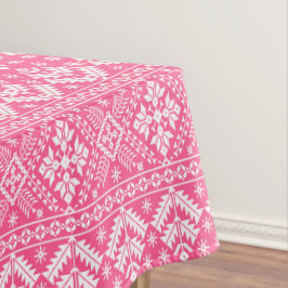 Nappe Foire de Noël rose et blanc Motif Isle