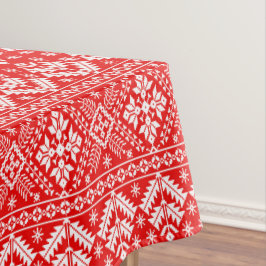 Nappe Foire de Noël rouge et blanc Motif Isle