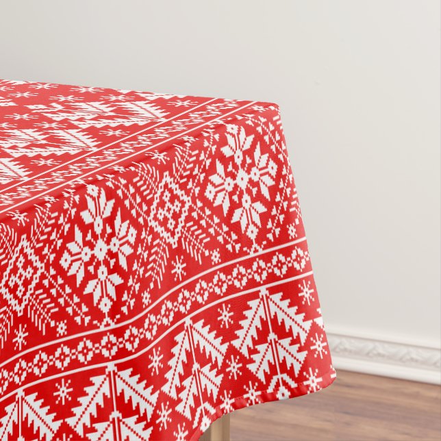 Nappe Foire de Noël rouge et blanc Motif Isle (In Situ)