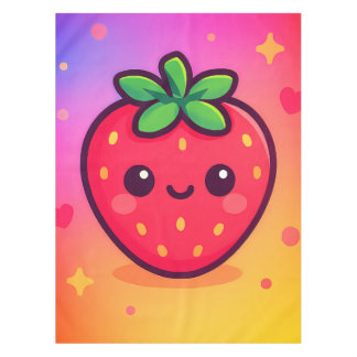 Nappe Fraise Kawaii souriante sur Pastel Gradient Backg