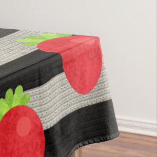 Nappe Fraise Moderne Rayures Noires et Blanches