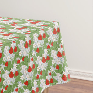 Nappe Fraises et fleurs rose et blanche