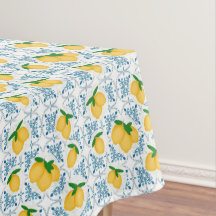 French Country Lemon Blue Floral Tile Pattern