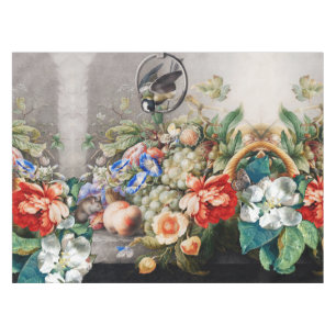 NAPPE FRUITS, FLEURS, PÂTISSERIES, PEACHES ET PETIT OISE