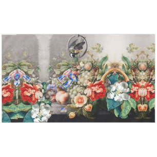 NAPPE FRUITS, FLEURS, PÂTISSERIES, PEACHES ET PETIT OISE