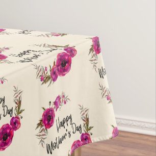 Nappe Fuchsia Poppies Floral Wreath Bonne fête des mères