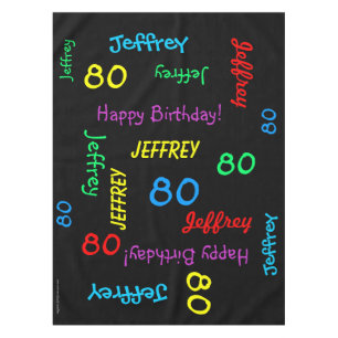 Nappe FUN 80e anniversaire, noms répétitifs Noir