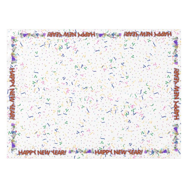 Nappe Fun Red Happy New Year - Confetti et Casquettes de (Devant (Horizontal))