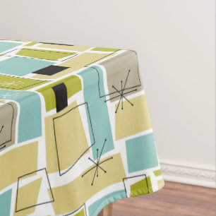 Nappe Funky Jaune Aqua Bleu Carrés Starburst Mid Mood