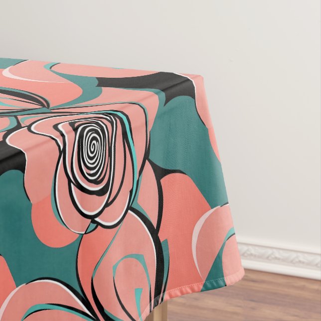 Nappe Geometric Roses In Shades Of Black And Teal  (In Situ)