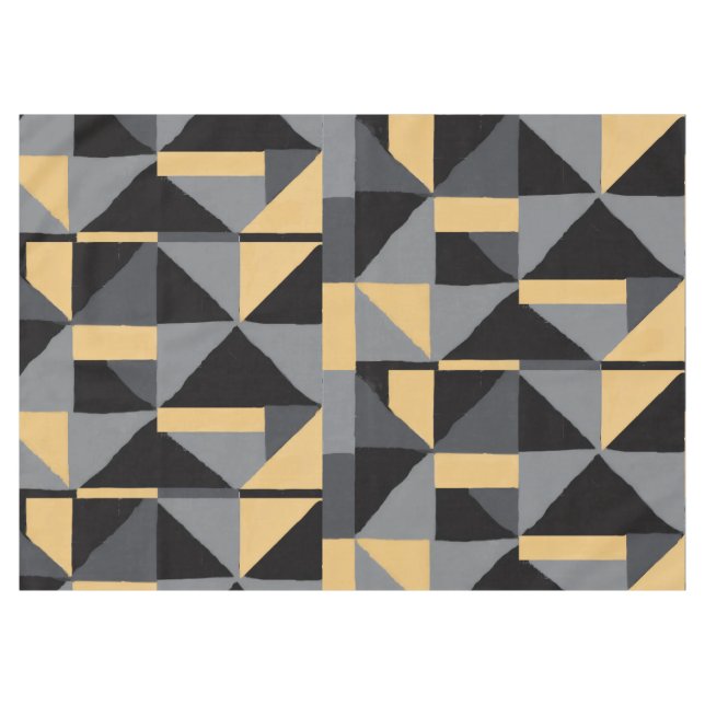 Nappe Géométrique Noire, Grise et Or (Devant (Horizontal))