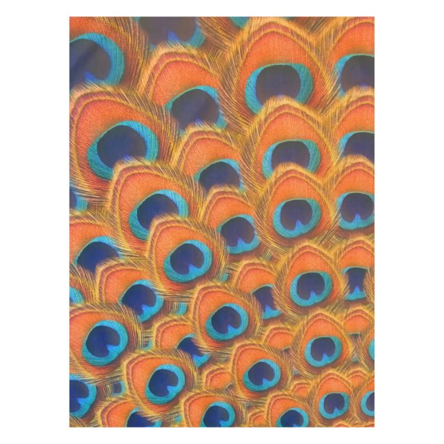 Nappe Glam Boho Orange Blue Peacock Plumes (Devant)