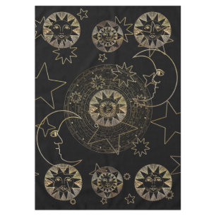 Nappe Golden Sun Moon Stars Art d'astronomie céleste
