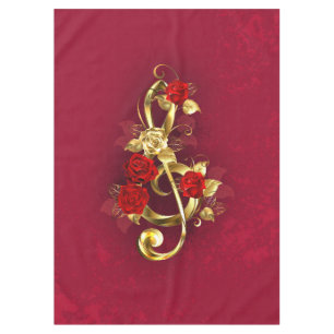 Nappe Golden Treble Clef avec fleurs Roses