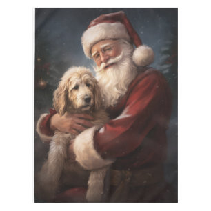 Nappe Goldendoodle avec le Père Noël Festif Noël