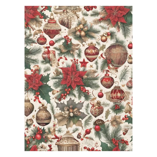 Nappe Gorgeous Poinsettia Flowers, Christmas Decorations (Devant)