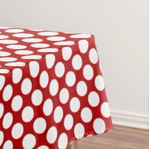 Nappe Grands points rétro - blanc et rouge