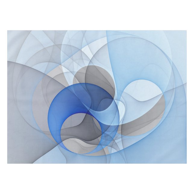 Nappe Graphique d'art fractal gris bleu Abstrait moderne (Devant (Horizontal))