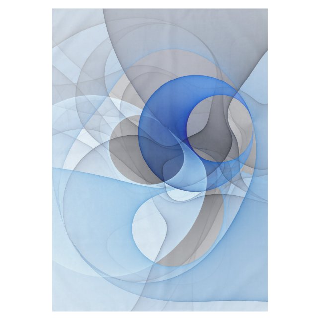 Nappe Graphique d'art fractal gris bleu Abstrait moderne (Devant)