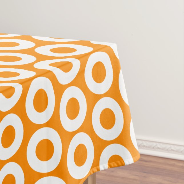 Nappe Gras Fun Bright Orange Blanc Motif géométrique (In Situ)