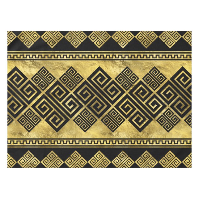 Nappe Grec Meander - Clé grecque Noir et or (Devant (Horizontal))