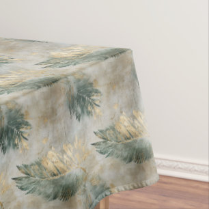 Nappe Green Glam Chic Gold White Feuilles tropicaux