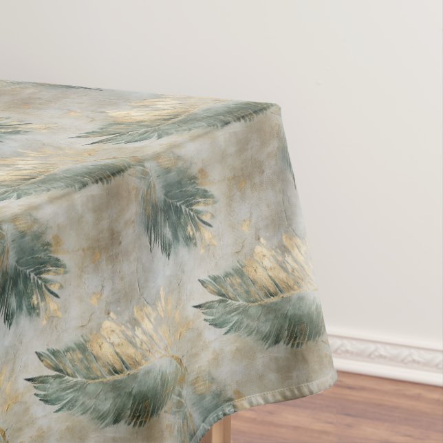 Nappe Green Glam Chic Gold White Feuilles tropicaux (In Situ)