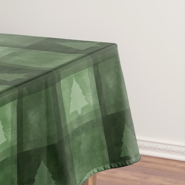 Nappe Green Watercolor Texture Plaid And Trees Christmas (In Situ)
