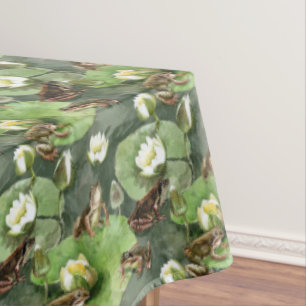 Nappe Grenouilles vert et blanc nénuphars