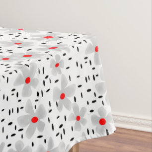 Nappe gris avec des fleurs rouges sur blanc rétro arrièr