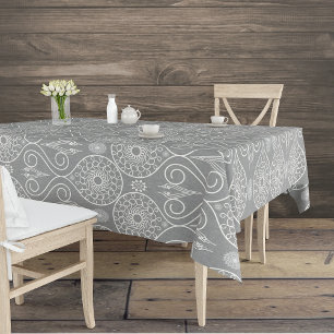 Nappe Gris fibreux de graines de pieuvre textile à motif