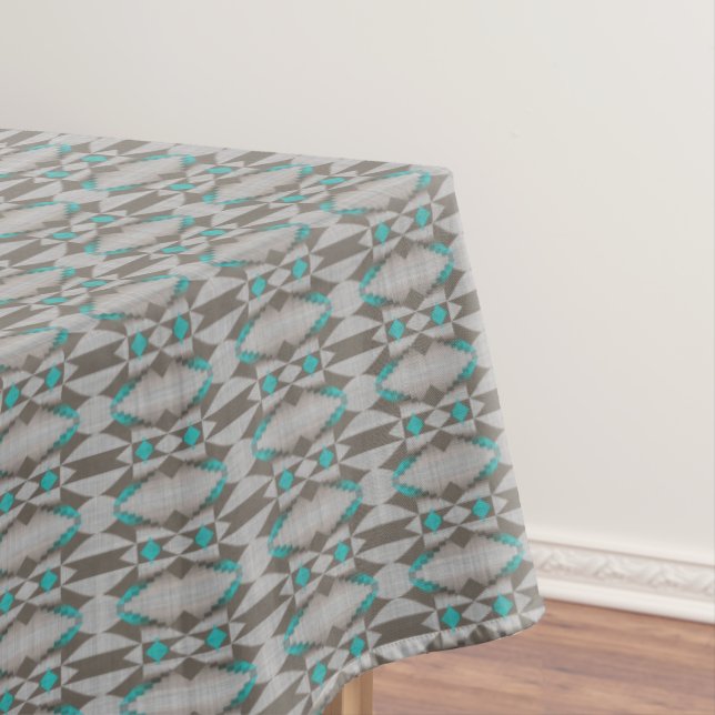 Nappe Gris Taupe Aqua Turquoise Turquoise Blue Tribal Ar (In Situ)
