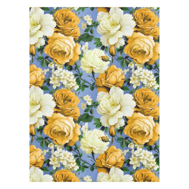 Nappe Grosse Fleur de rose jaune rétro (Devant)