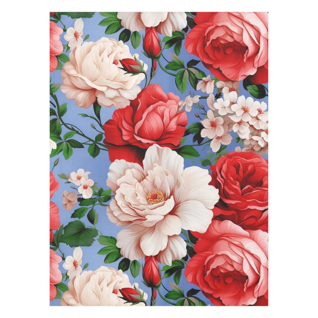 Nappe Grosse Fleur Rouge rétro (Devant)
