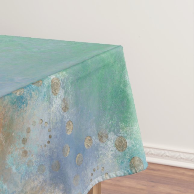 Nappe Grunge Côtière | Aquarelle bleu et vert or (In Situ)
