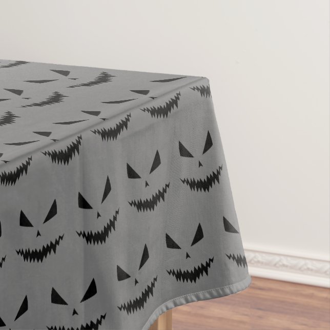 Nappe Halloween Jack OLantern noir visage gris motif (In Situ)