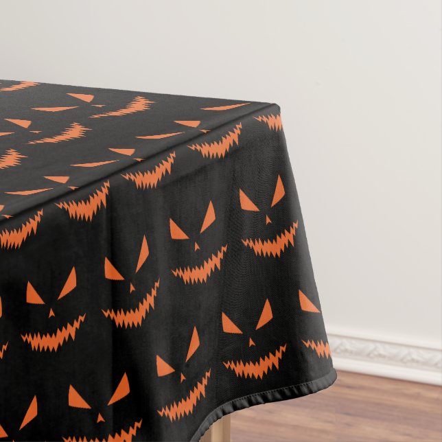 Nappe Halloween Jack OLantern orange visage noir motif (In Situ)